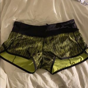Black and green lululemon speed shorts